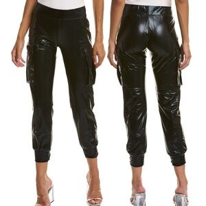 Norma kamali black lame cargo jog pant